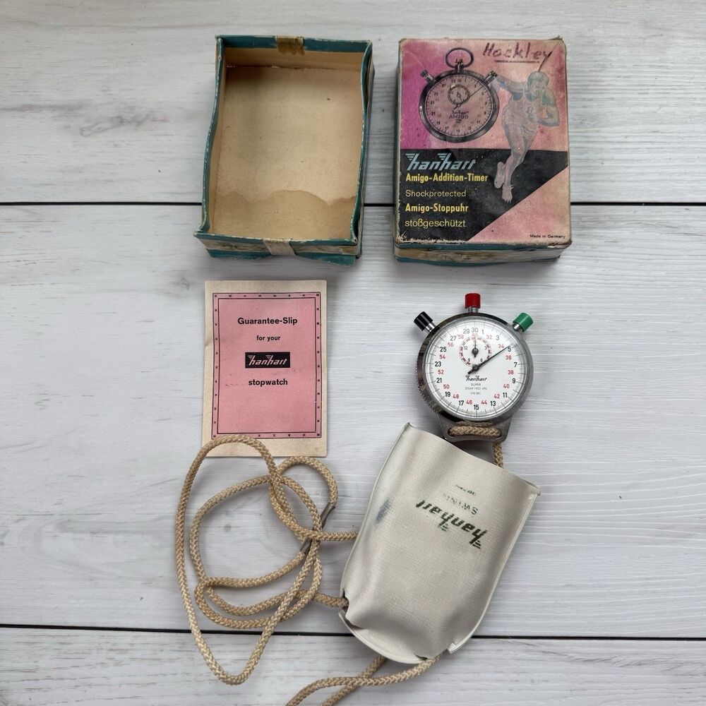 Vintage Working Hanhart Super (DGM 1902 490) stopwatch made In Germany 1/10 Sec